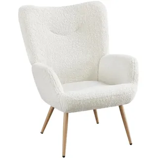 Yaheetech Ohrensessel Modern Polyester 81 x 73,5 x 98 cm Weiß