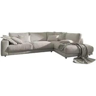 KAWOLA Ecksofa Madeline Cord Recamiere rechts steingrau