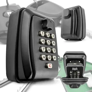 Metall Schlüssel Safe Box Aluminium Lagerung Box Code Tastatur Solide - Schwarz