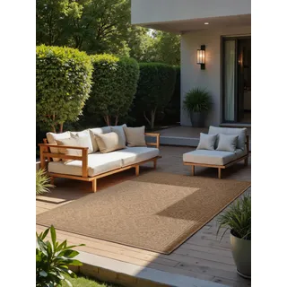Northrugs Rosel In- & Outdoor Teppich Orientalisch - Flachgewebe, Wendeteppich mit Orient Design, Klassisch, ÖKO-TEX Wetterfest & UV-beständig für Balkon, Terrasse, Garten – Jute Weiß, 160x230cm