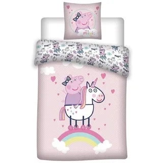 Peppa Pig Bettbezug Unicorn Rosa 140 x 200 cm + 65 x 65 cm