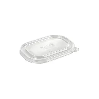 DUNI BioPak Deckel für Box Brick transparent, medium, Kunststoffdeckel aus 100% recyceltem Material, 1 Karton = 6 x 50 Stück, 500-1000 ml