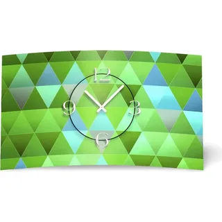 Digital Designer Art Dreiecke grün Designer Wanduhr abstrakt modernes Wanduhren Design leise kein ticken DIXTIME 3D-0410 - Hellblau