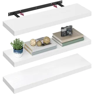 VASAGLE Wandregal 3er Set 20 x 80 x 3,8 cm Weiß