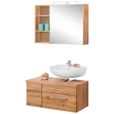 Bild MÖBEL Badmöbel-Set »Davos«, (3 St.), Spiegelschrank, Regal und Waschbeckenunterschrank braun