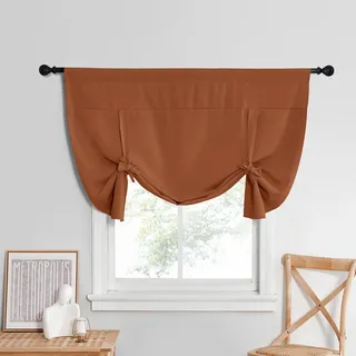 NICETOWN Wärmeisolierte Kurze Lampenschirme, römische Vorhänge für die Küche, Raffvorhänge für Fenster, Ballonschattierungen für kleine Fenster, Halloween-Dekor, 132 x 114 cm, gebranntes Orange, 1