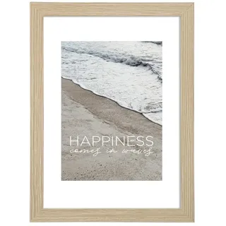 Hama Bilderrahmen „Waves“, 20x30cm (Holzrahmen, Fotorahmen, Hochformat, Querformat, zum Hängen, Hinstellen, Aufsteller, Hängevorrichtung, Bildformat 20 x 30 cm) Eiche