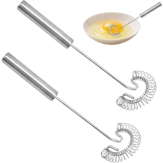 2 Stück Spiralbesen,Edelstahl Schneebesen Saucenbesen Mini Klein Spiralschneebesen für Blender Koch-und Küchenhelfer,spülmaschinenfest(Silber)