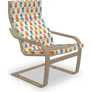ABAKUHAUS EIS Poäng Sessel Polster, Orange Regenbogen-Aroma, Sitzkissen mit Stuhlkissen mit Hakenschlaufe und Reißverschluss, Mehrfarbig - Orange