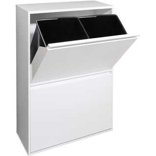 ARREGUI Basic CR601-B Mülltrennsystem aus Stahl | 4 Fächer Mülleimer für die Küche | 4 Fach Abfalleimer | 4x17L (68L) | Herausnehmbare Inneneimer mit Griff | Recycling Schrank für Mülltrennung | weiß