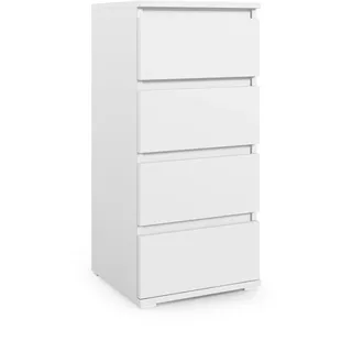 Schmale Kommode 30 cm "Modulo", Sideboard, Weiß, 4 Schubladen, Matt - Weiß