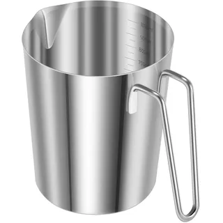 BAODBF 1L Messbecher Edelstahl mit Griff Ausgießlippe Silber(1000ML)
