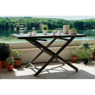 Ambia Garden Loungetisch , Grau , Metall , rechteckig , eckig , 140x40-71x75 cm , höhenverstellbar , Gartenmöbel, Loungemöbel, Lounge-Serien