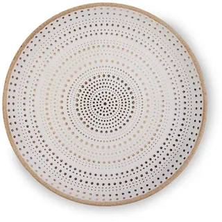 Flanacom Deko Tablett Dekoschale mit Verzierungen als moderne Tischdekoration Tischdeko Wohnung (Weiß)