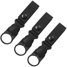 BAIGIO 3 Stücke Wasserflasche Schnalle Flaschenhalter Clips Outdoor Trinkflaschen Haken für Camping Wandern (Schwarz)