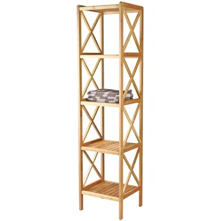 MSV Badregal Bambus 153 x 33 x 36,5 cm Bambusregal mit 5 Ablagen Standregal Küchenregal