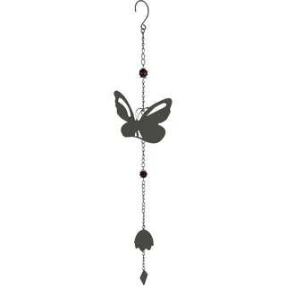 Windspiel aus Metall, Schmetterling, 90 cm, entspannender Klang, anthrazit, Dekoration für den Außenbereich für Garten oder Terrasse
