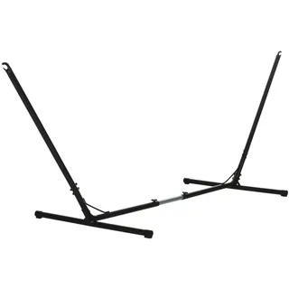 Outsunny Hängemattengestell, Metall, Schwarz , 109x116x388 cm , Gartenmöbel, Gartenschaukeln, Hängematten