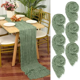 6 Stück Seihtuch - Salbeigrün, 90 x 300 cm - Rustikaler Gaze Stoff - Boho Käsetuch & Cheesecloth - Hochzeitstischdecke für Feier & Brautparty - Dekoration
