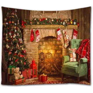 Goodbath Wandteppich Weihnachten,Christmas Tapestry Xmax Kamin Wandtapestries Hangings for Schlafzimmer Wohnzimmer Dorm,200 x 150 cm