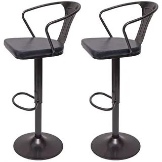Mendler 2er-Set Barhocker HWC-H10b, höhenverstellbar, Armlehne, Tresenhocker Barstuhl Industrial drehbar ~ vintage schwarz-grau