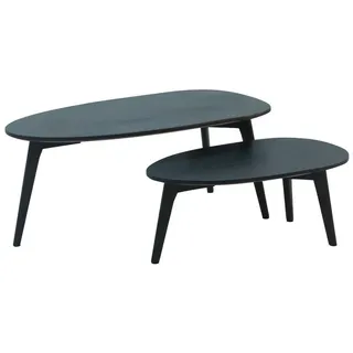 Wohnling Couchtische-Set Massivholz schwarz