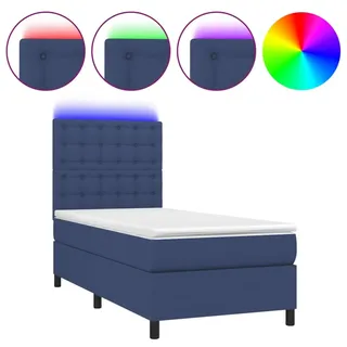 vidaXL Boxspringbett mit Matratze & LED Blau 90x200 cm Stoff - Blau