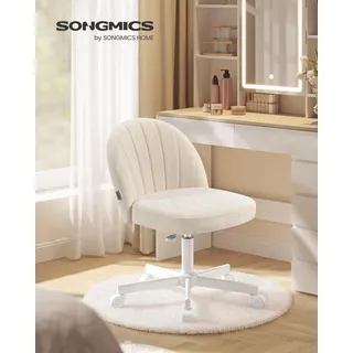 SONGMICS Schminkstuhl, Bürostuhl, Kunstleder-Oberfläche, höhenverstellbar, kompaktes Design, weiß - Weiß
