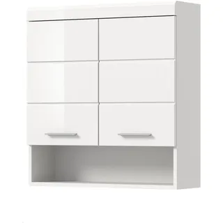 inn.furn Hängeschrank weiß Hochglanz 74 x 79 cm, Badschrank hängend , Weiß Hochglanz , Holzwerkstoff , Nachbildung , Uni , 1 Fächer , Rechteckig , 74x79x24 cm , FSC Mix , Badezimmer, Badmöbel, Hängeschränke