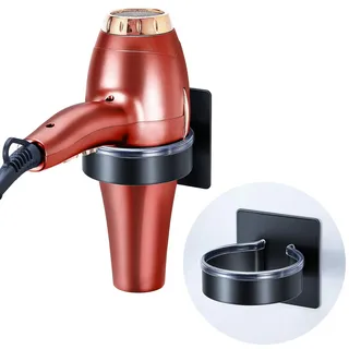 YYBO Fönhalter Ohne Bohren, Föhnhalter Schwarz, Föhn Halterung Haartrocknerhalter, Föhnhalter Wand Ohne Bohren, Fönhalterung Bad, Selbstklebend Haartrockner Halterung für Föhn Aufbewahrung