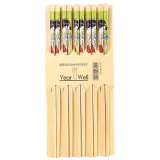 lachineuse – Chinesisches Essstäbchen-Set im Geisha-Stil – 5 Paar Essstäbchen aus natürlichem Bambus – Essstäbchen aus Holz – Sushi, Ramen, Nudeln und Reis – Geschenk der japanischen asiatischen Küche