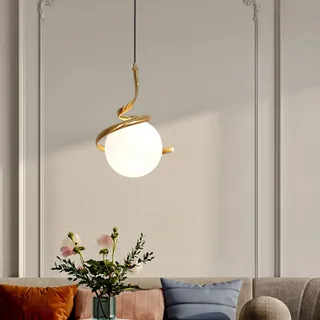 zhxinashu Glaskugel Pendelleuchte, Deckenlampe Glas, Pendellampe Moderne, Deckenlampe Retro, Deckenlampe Gold für Schlafzimmer, Nachttisch, Wohnzimmer (Gold)