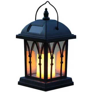 Festive Lights 27cm Schwarze Solar Laterne mit LED Kerze und täuschend echt wirkendem Flacker-Effekt IP44 Wasserdicht Solarlaterne für außen Solarlampen für außen Tisch Gartenlaterne