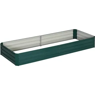Outsunny Hochbeet aus Stahl, Pflanzkasten, Blumenkasten, Gemüsebeet für Balkon, Terrasse, Grün , Metall , 90.5x30x241 cm , Gartenzubehör, Hochbeete