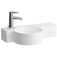 Laufen VAL Handwaschbecken, 1 Hahnloch links, mit Überlauf, 550x315mm, Ablage rechts, H815283, Farbe: Weiß mit LCC Active