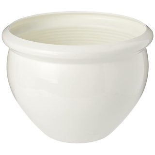 Emsa 512668 Blumenkübel für Innen- und Außenbereich, Glasurkeramik-Optik, Ø 26 cm, Perlweiss, Siena Nobile