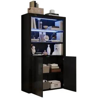 Okwish Vitrine 100 x 35 x 170 cm Schwarz