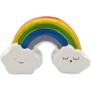 Regenbogen Spardose mit Wolken 16 cm - Kinder Spardose Regenbogen für Mädchen und Jungen - Sparschwein für Kinderzimmer Geschenkidee - Logbuch-Verlag
