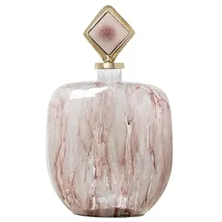Dekorative Bodenvase aus Glas mit Aluminiumdeckel, Rosa und Gold, 47 x 29 x 14 cm