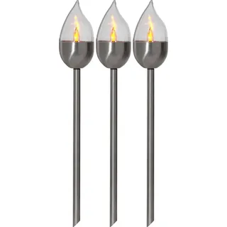 Star Trading LED Solar Fackel Olympus 3er Set silber