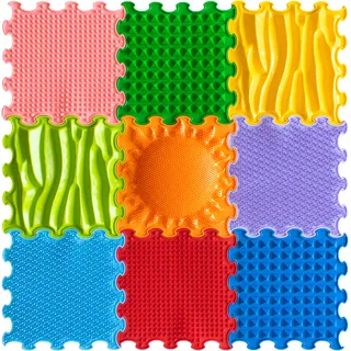 Stimulierende Regenbogen-Sinnesmatte - 9-teiliges Set - Bunt