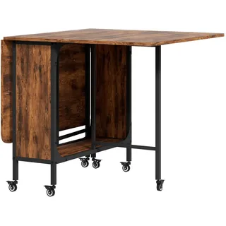 Homcom Esstisch klappbar, Mobiler Klapptisch für 6 Personen, mit Ablage Hellbraun , Dunkelbraun , Textil , 80x74x130 cm , Esszimmer, Esstische