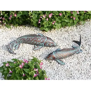 clyb Set aus Deko-Koi-Fischen für den Außenbereich Skulpturen, antike Kupfer-Gartenfische, Kunst, Metall-Koi-Fisch-Statue für den Außenbereich, Gartendekoration, Ornamente für den Außenbereich