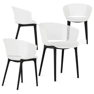 Idimex Gartenstühle Olindo 4Er-Set , Weiß , Textil , Vintage , 43x81x47 cm , Gartenmöbel, Gartensessel, Gartenstühle