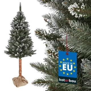 KOTARBAU® Künstlicher Weihnachtsbaum Schnee 180 cm Diamantfichte Fichtenbaum auf einem Holz Stamm mit Plastik Ständer Christbaum Weihnachtsbaum Künstlich wie Echt Kunstbaum Weihnachten Christmas Tree - Weiß