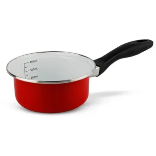 Schäfer Stieltopf Ø16cm Stielkasserolle 1,3L Induktion Antihaft Stieltopf Kochtopf Rot