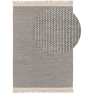 benuta Pure Wollteppich Kim Grau 120x170 cm , Textil , Grafikmuster , Rechteckig , 120x170 cm , Gots , pflegeleicht , Teppiche und Böden, Teppiche, Schafwollteppiche