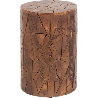 BELIANI Beistelltisch Braun Teakholz 30 x 46 cm Holzplatte Kaffeetisch Multifunktional Rund Scandinavien Stil Ländlich Modern - Braun