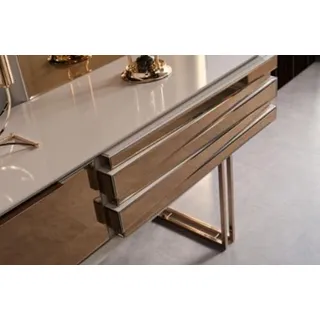 Schminktisch Konsolentisch Frisiertisch Frisierkommode Holz Beige Gold - Gold