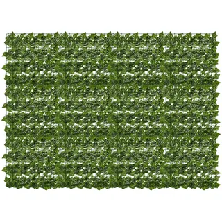 Yakimz Sichtschutzhecke Windschutz 1*3M Efeu Sichtschutz Balkonverkleidung Blätterzaun,Erdnussblatt - Grün